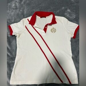 Carolina Herrera T shirt in white with Red lines .